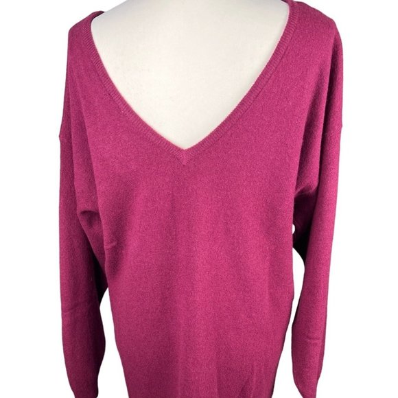 Vintage D.D. Sloane Lambswool V Back Long Sleeve Purple Sweater Dress - Picture 5 of 8